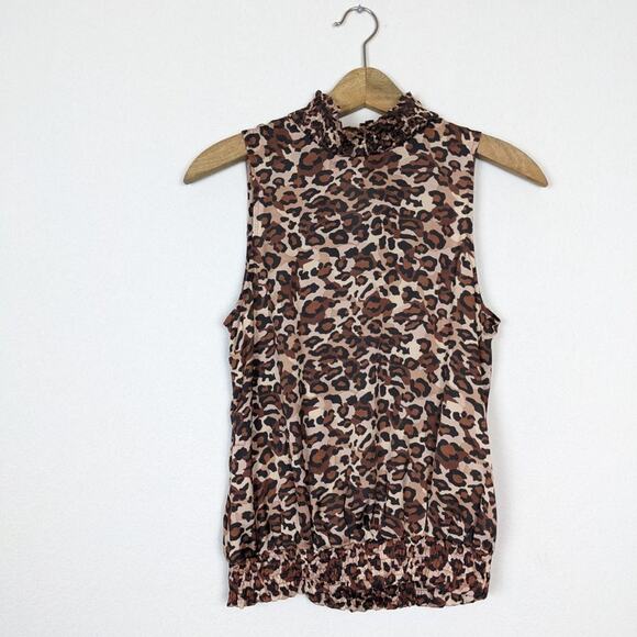 Waverly Grey Leopard Print Mock Neck Sleeveless Top - Picture 3 of 7